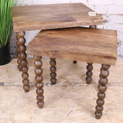 Tivani Wooden Side Table Set of 2 Bobbin Legs
