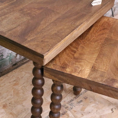 Tivani Wooden Side Table Set of 2 Bobbin Legs