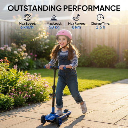 AIYAPLAY Three-Wheel Foldable Electric Scooter for Kids Aged 6-10 Years, Blue