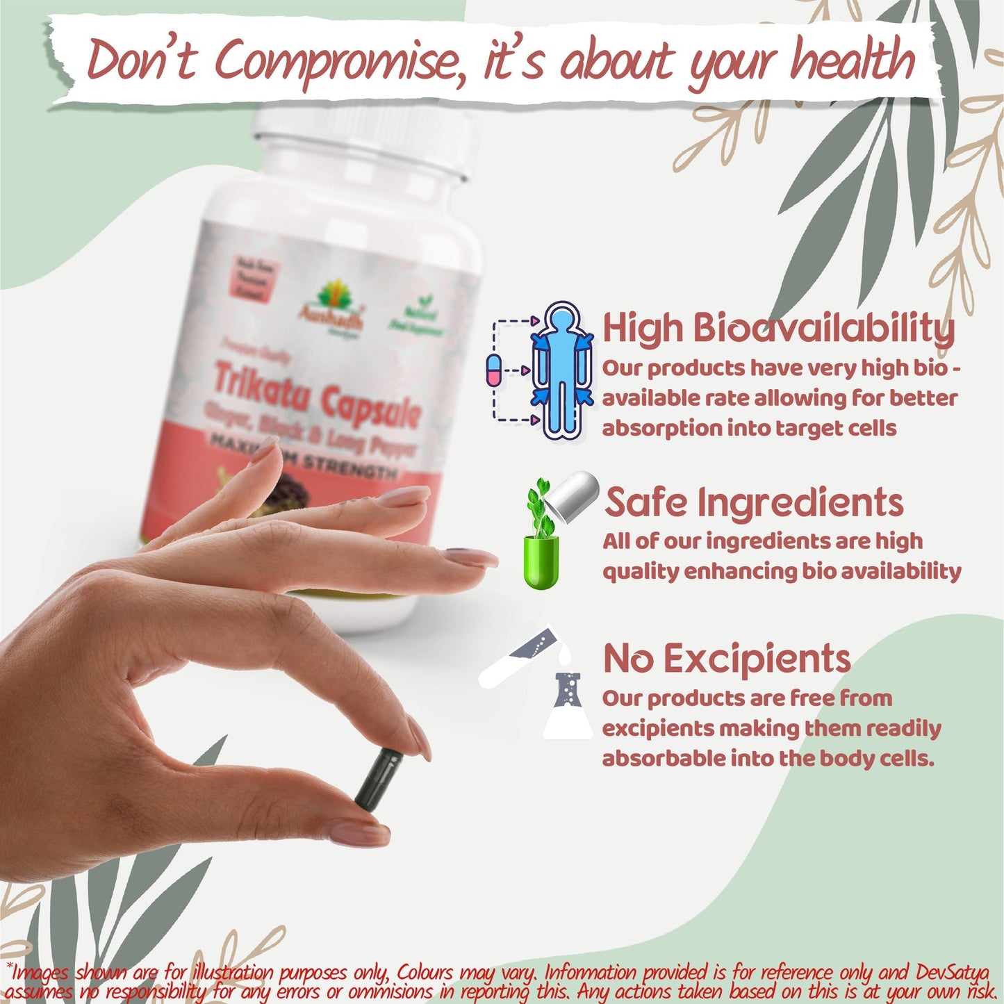 Aushadh Trikatu Capsules (Three Spices) Digestion & Absorption Support - Vegan, Gluten Free, Non-GMO, 60 Capsules