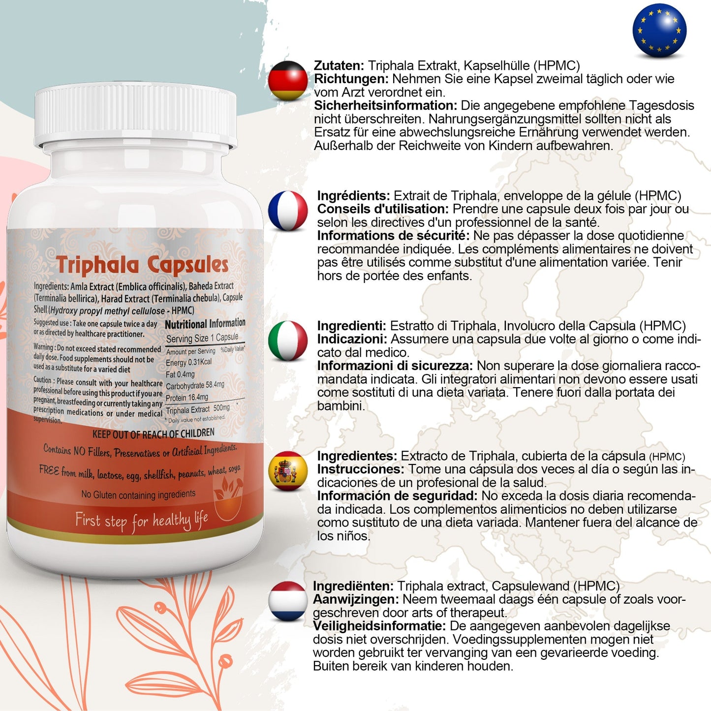 Aushadh Triphala Capsules (Three Fruits) Digestive Regularity Support - Vegan, Gluten Free, Non-GMO, 60 Capsules