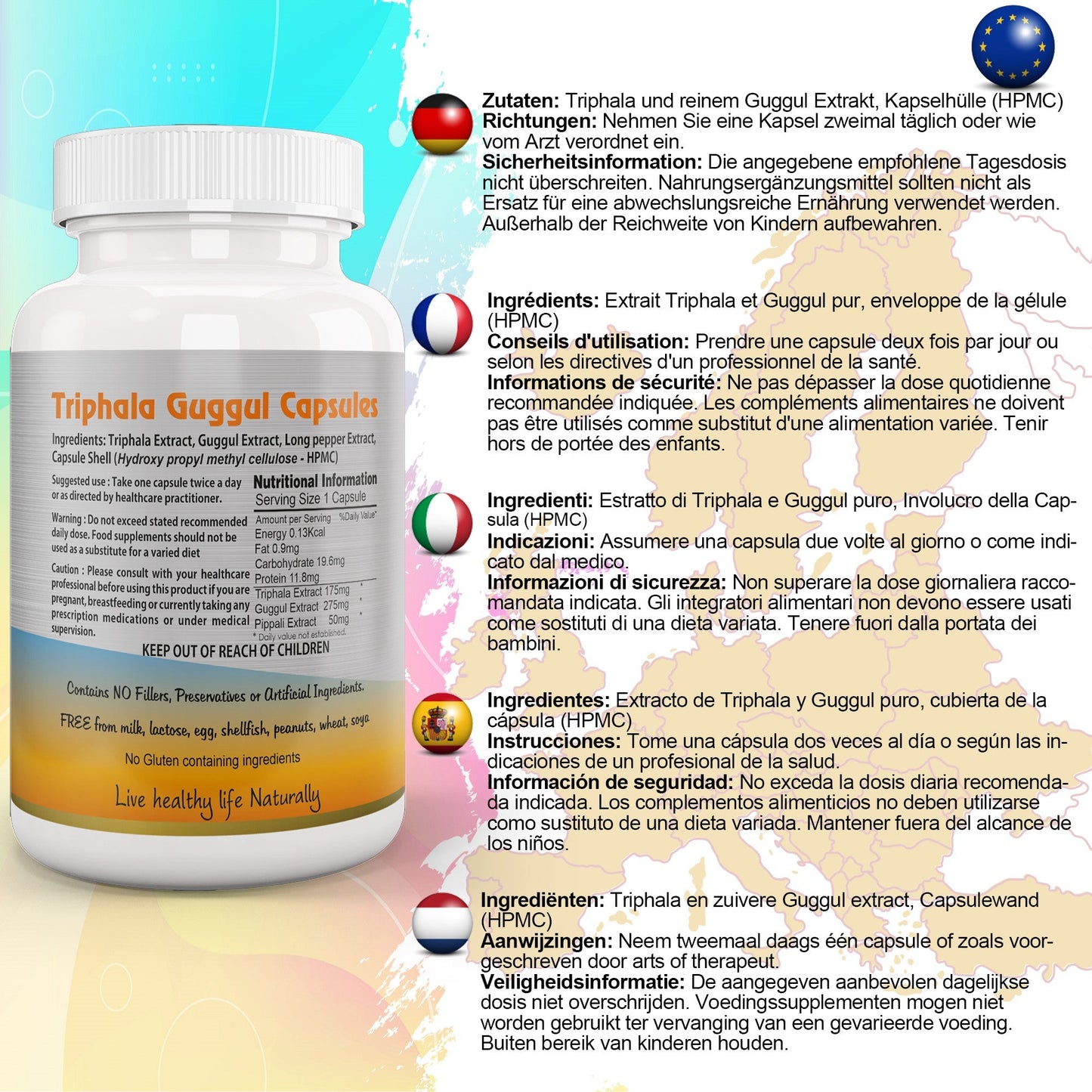 Ayushya Triphala Guggul Capsules (Triphala Guggulu) Healthy Weight & Joint Comfort Support - Vegan, Gluten Free, Non-GMO, 60 Capsules