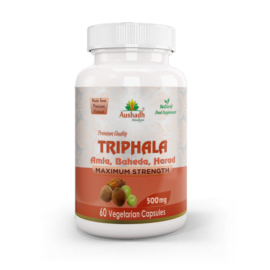 Aushadh Triphala Capsules (Three Fruits) Digestive Regularity Support - Vegan, Gluten Free, Non-GMO, 60 Capsules