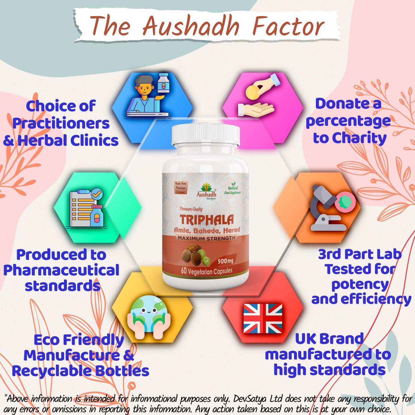 Aushadh Triphala Capsules (Three Fruits) Digestive Regularity Support - Vegan, Gluten Free, Non-GMO, 60 Capsules