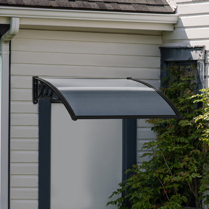 Outsunny Door Canopy Awning Outdoor Window Rain Shelter Cover for Front/Back Door Porch Black 100 x 75cm