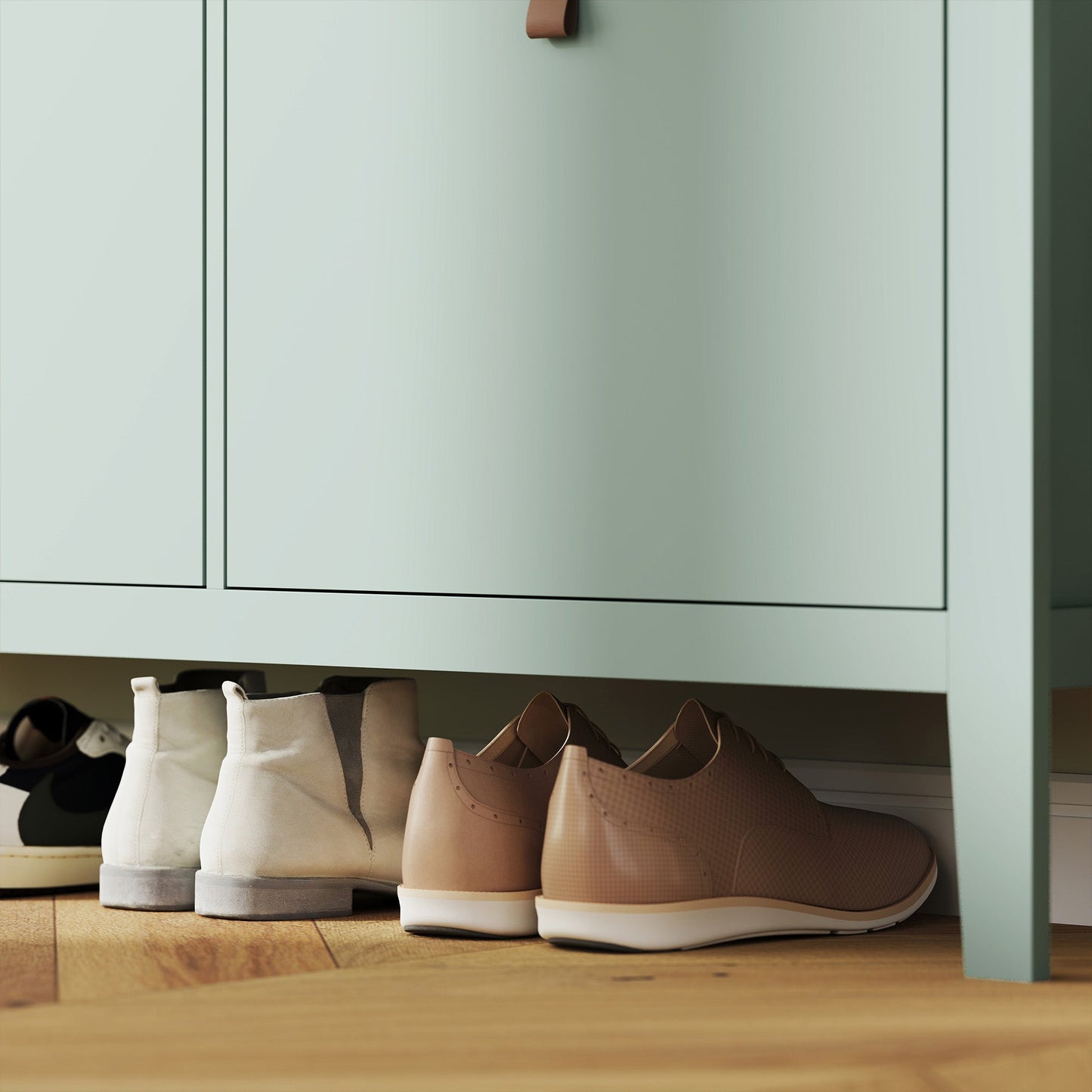 HOMCOM Modern Four-Drawer Shoe Cabinet - Green