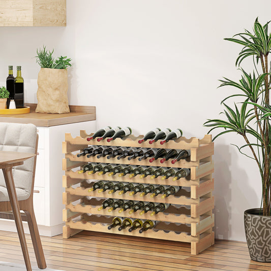 HOMCOM Six-Tier, 72 Bottle Wooden Wine Rack - Natural