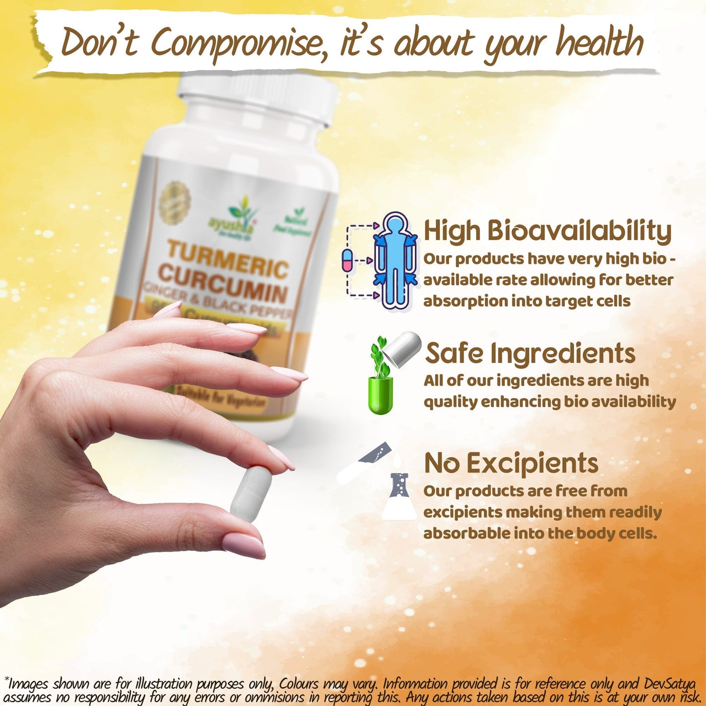 Ayushya Turmeric with Ginger and Black pepper Capsules (Haldi) Joint Comfort & Digestive Support - Vegan, Gluten Free, Non-GMO, 60 Capsules