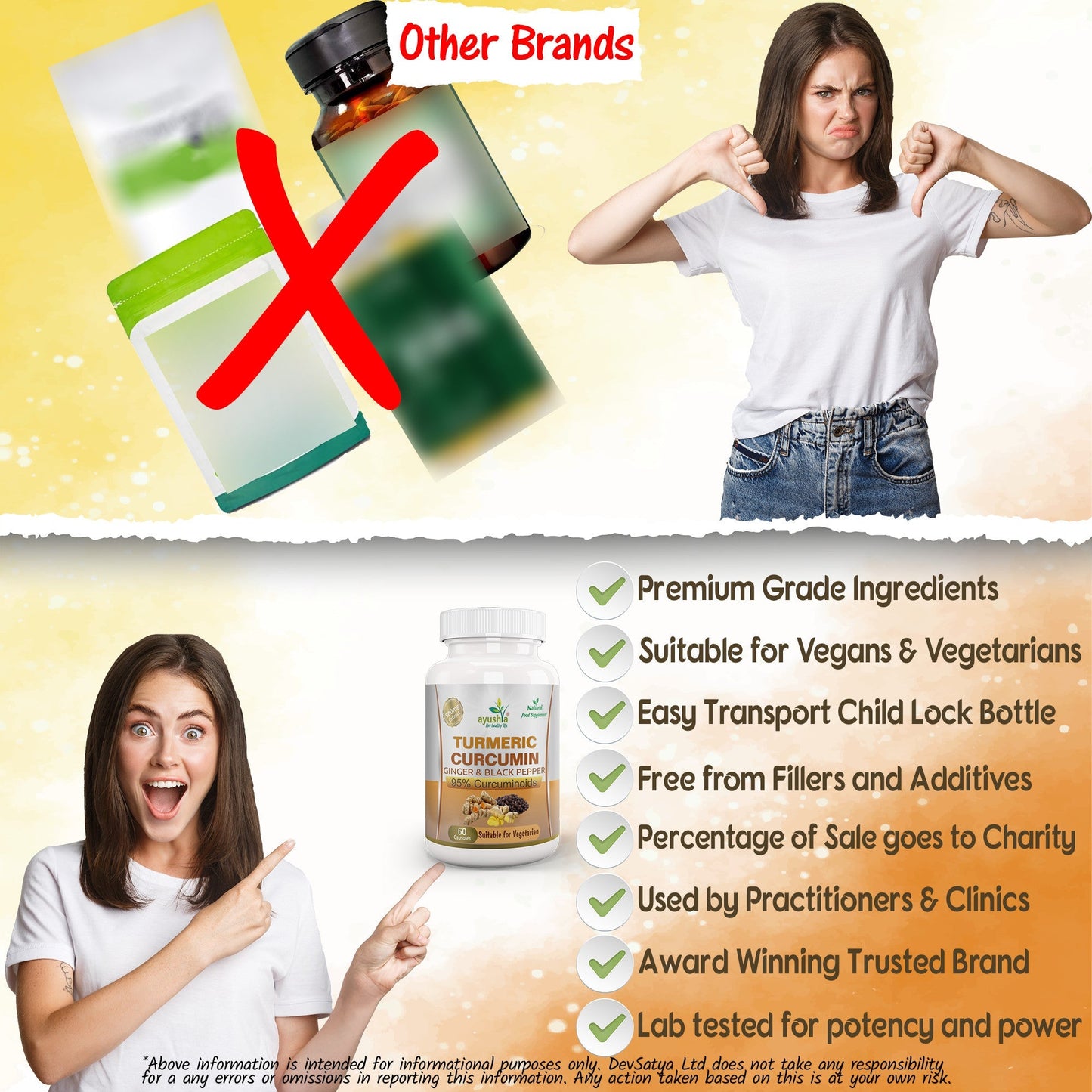 Ayushya Turmeric with Ginger and Black pepper Capsules (Haldi) Joint Comfort & Digestive Support - Vegan, Gluten Free, Non-GMO, 60 Capsules