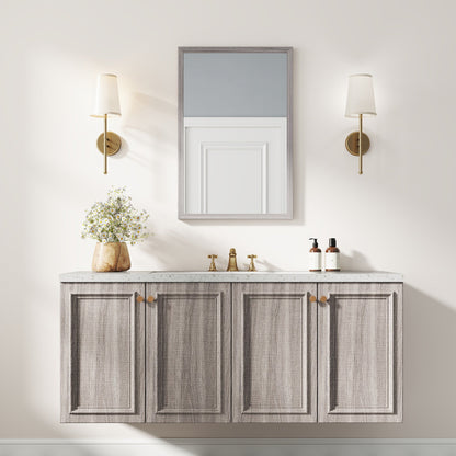 HOMCOM Wall Bathroom Mirror, 40 x 60 cm Wall-Mounted Mirror for Living Room, Bedroom, Hallway, Grey