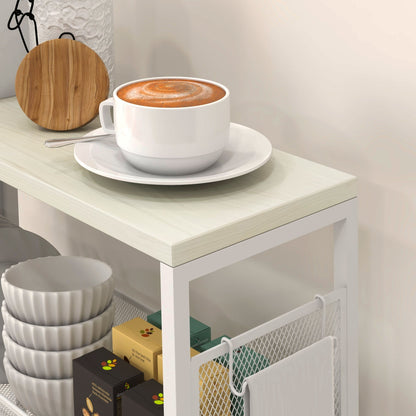 HOMCOM 3-Tier Kitchen Cart with 3 Steel Wire Baskets - White