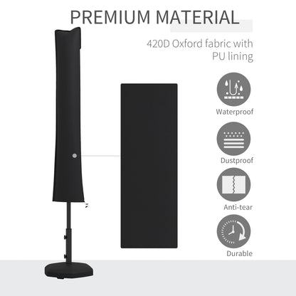 Outsunny Parasol Cover, Cantilever Umbrella Cover, Banana Umbrella Cover with Zipper for Outdoor Garden, Patio, Black