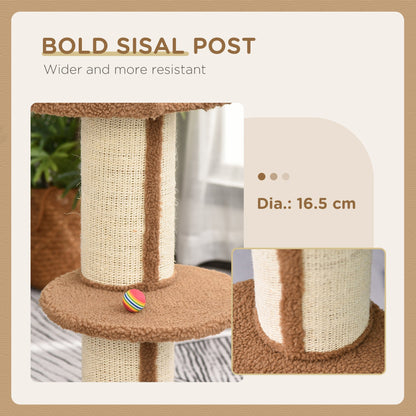 PawHut 91cm Cat Tower Scratching Posts Cat Tree for Indoor Cats Kitten Activity Centre Brown