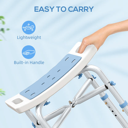 HOMCOM 44-51.5cm Aluminium Frame Shower/Bath Stool - Light Blue