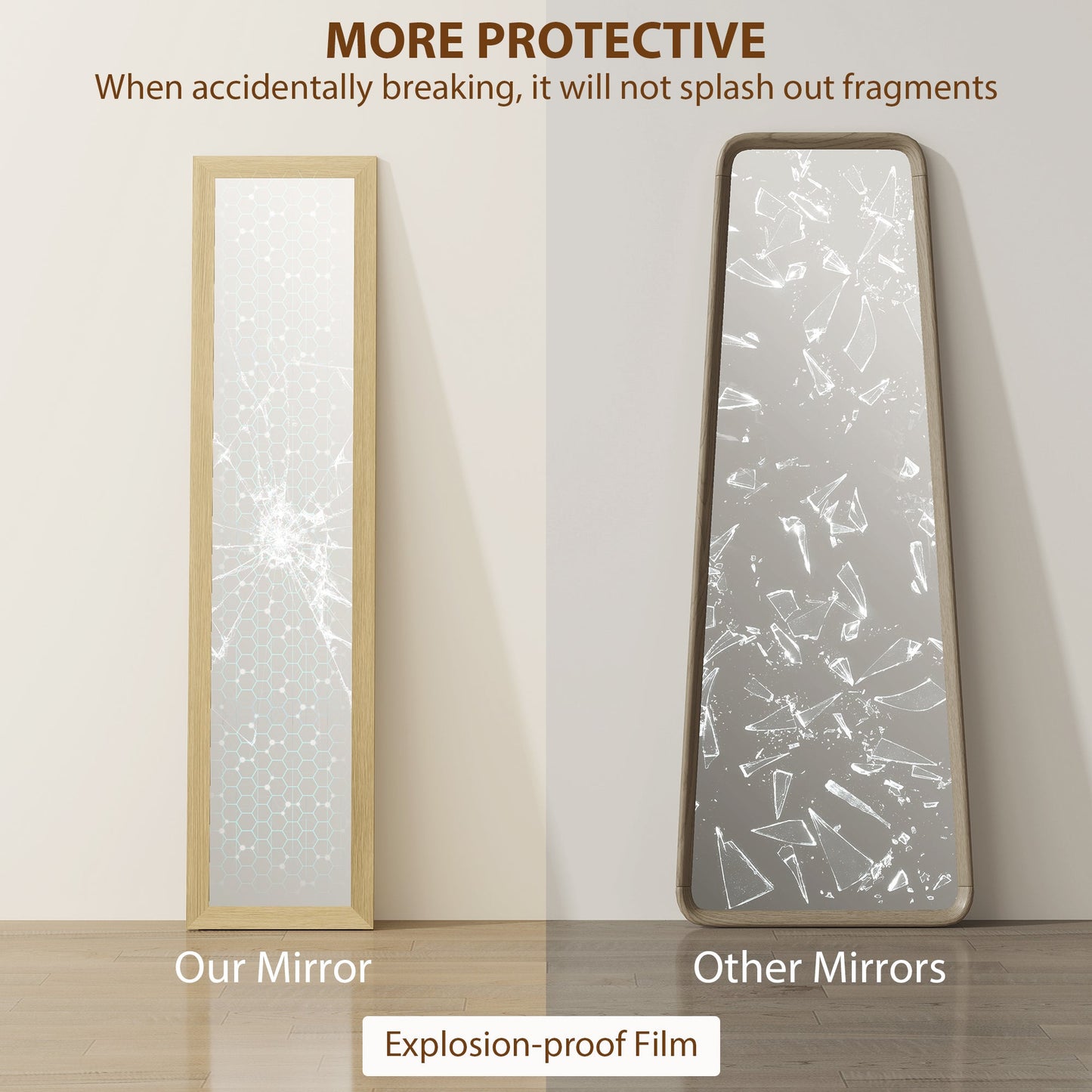 HOMCOM 37 x 157 cm Full Length Mirror - Natural