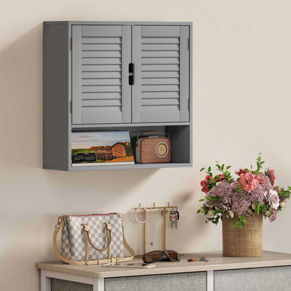 HOMCOM Bathroom Cabinet, Wall Mounted Storage Cabinet with Adjustable Shelves, 60 x 20 x 60 cm, Grey