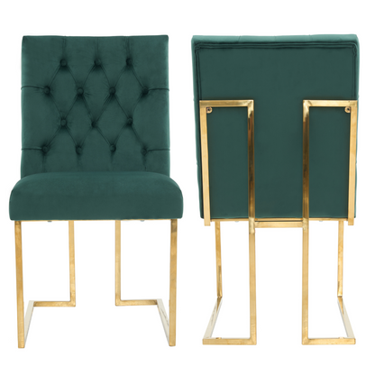 Siena Tufted Velvet Dining Chair – Gold Frame, Modern Luxury Accent