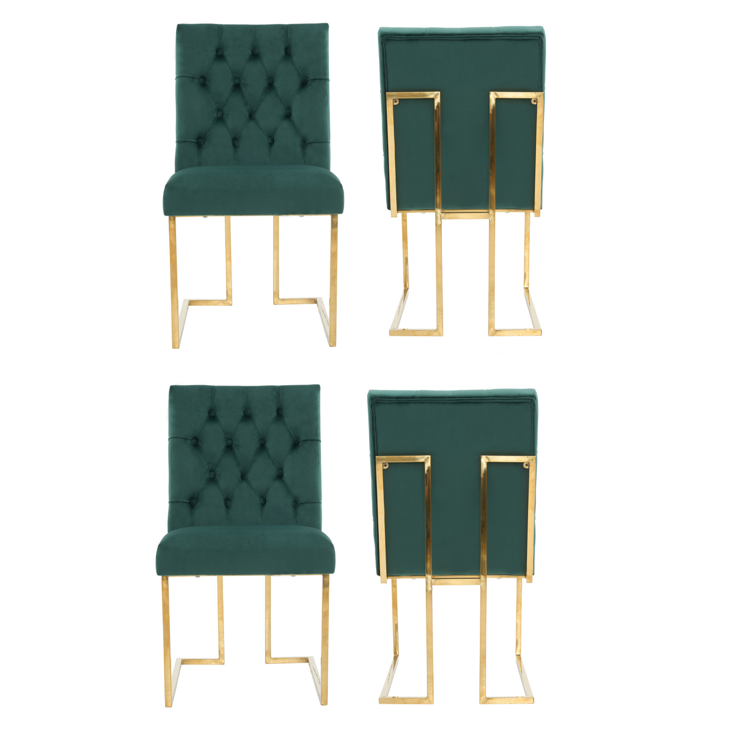 Siena Tufted Velvet Dining Chair – Gold Frame, Modern Luxury Accent