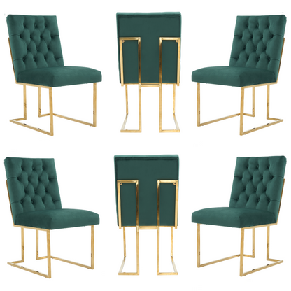 Siena Tufted Velvet Dining Chair – Gold Frame, Modern Luxury Accent