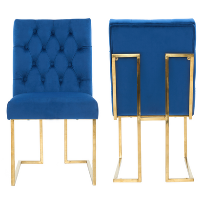 Siena Tufted Velvet Dining Chair – Gold Frame, Modern Luxury Accent