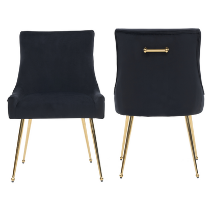 Viviana Velvet Dining Chair – Gold Legs, Ring Handle & Modern Accent