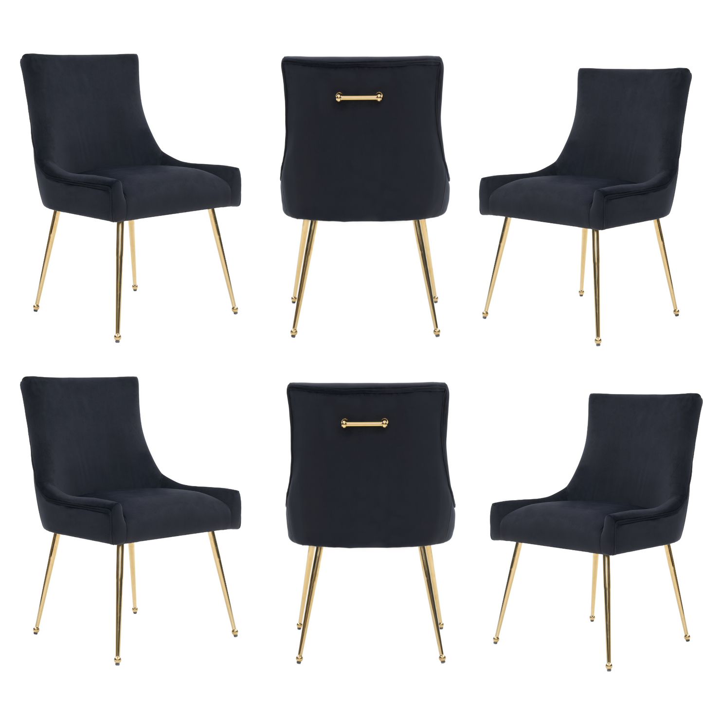 Viviana Velvet Dining Chair – Gold Legs, Ring Handle & Modern Accent