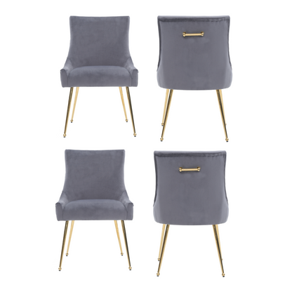 Viviana Velvet Dining Chair – Gold Legs, Ring Handle & Modern Accent