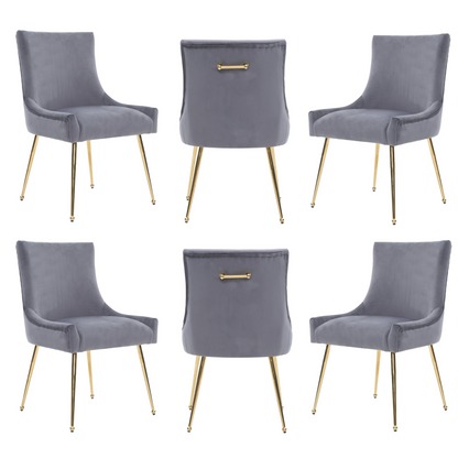 Viviana Velvet Dining Chair – Gold Legs, Ring Handle & Modern Accent