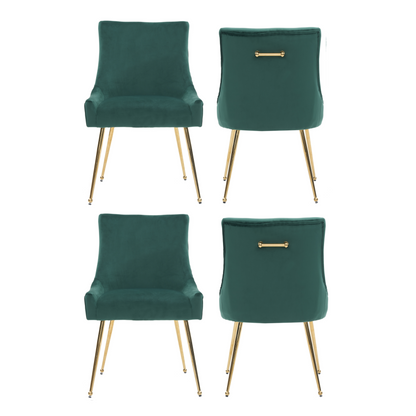 Viviana Velvet Dining Chair – Gold Legs, Ring Handle & Modern Accent