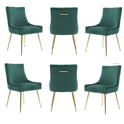 Viviana Velvet Dining Chair – Gold Legs, Ring Handle & Modern Accent