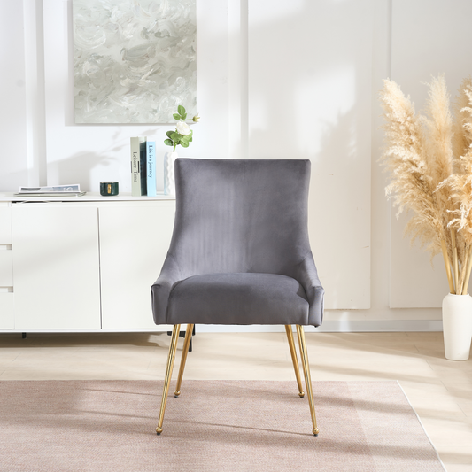 Viviana Velvet Dining Chair – Gold Legs, Ring Handle & Modern Accent