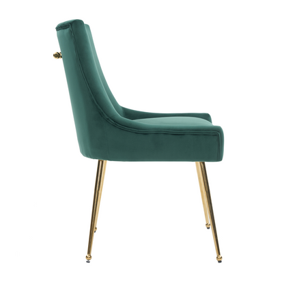 Viviana Velvet Dining Chair – Gold Legs, Ring Handle & Modern Accent