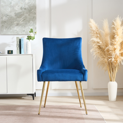 Viviana Velvet Dining Chair – Gold Legs, Ring Handle & Modern Accent