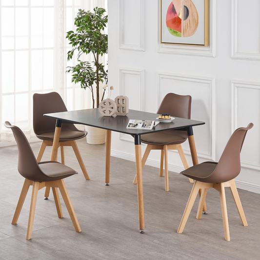 Black Halo Dining Table & Set of 4 Jamie Lorenzo Tulip chairs with Padded Seat