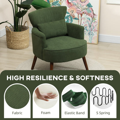 HOMCOM Corduroy Retro Accent Chair - Green