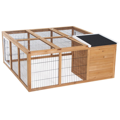 PawHut Rabbit Hutch Outdoor, Guinea Pig House, Bunny Run Cage with Openable Top for 1–2 Rabbits, Yellow