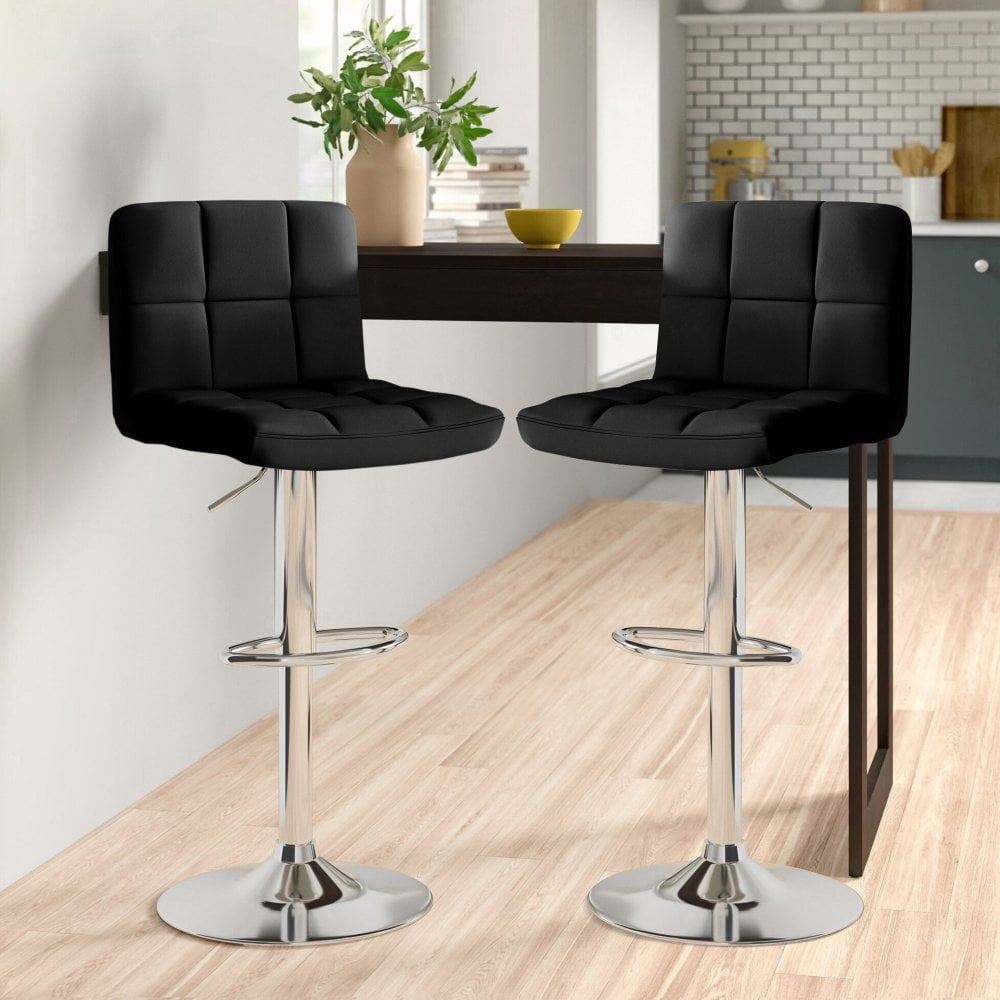 Neo Black Fabric Cuban Bar Stools
