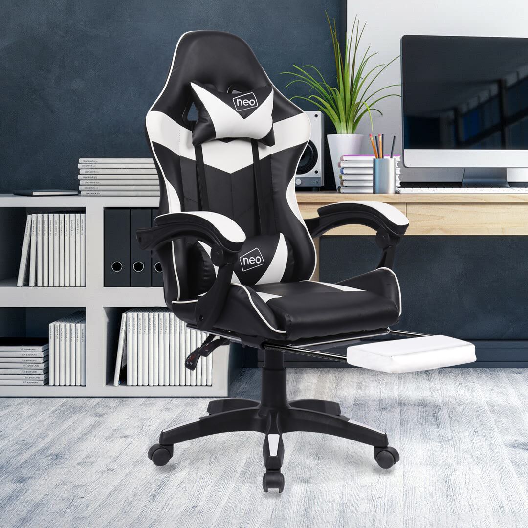 Leather Recliner Computer Gaming Office Chair With Footrest