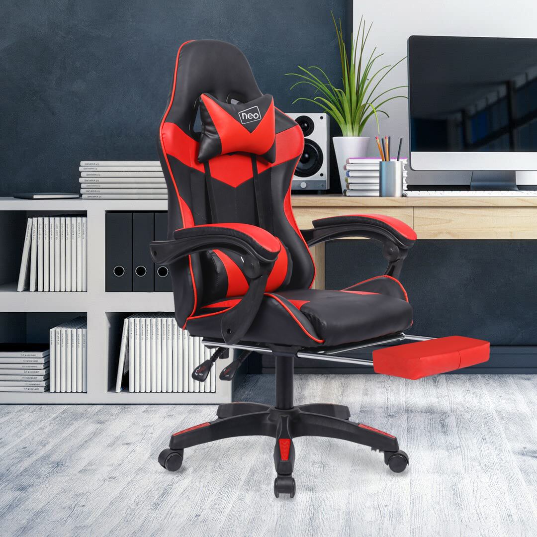 Leather Recliner Computer Gaming Office Chair With Footrest