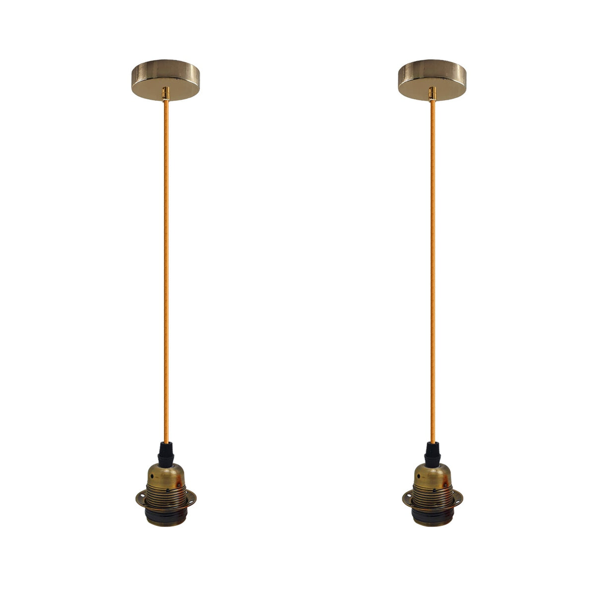 2 Pack Vintage Industrial Pendant Light,lampshade E27 UK Holder Fitting  Set