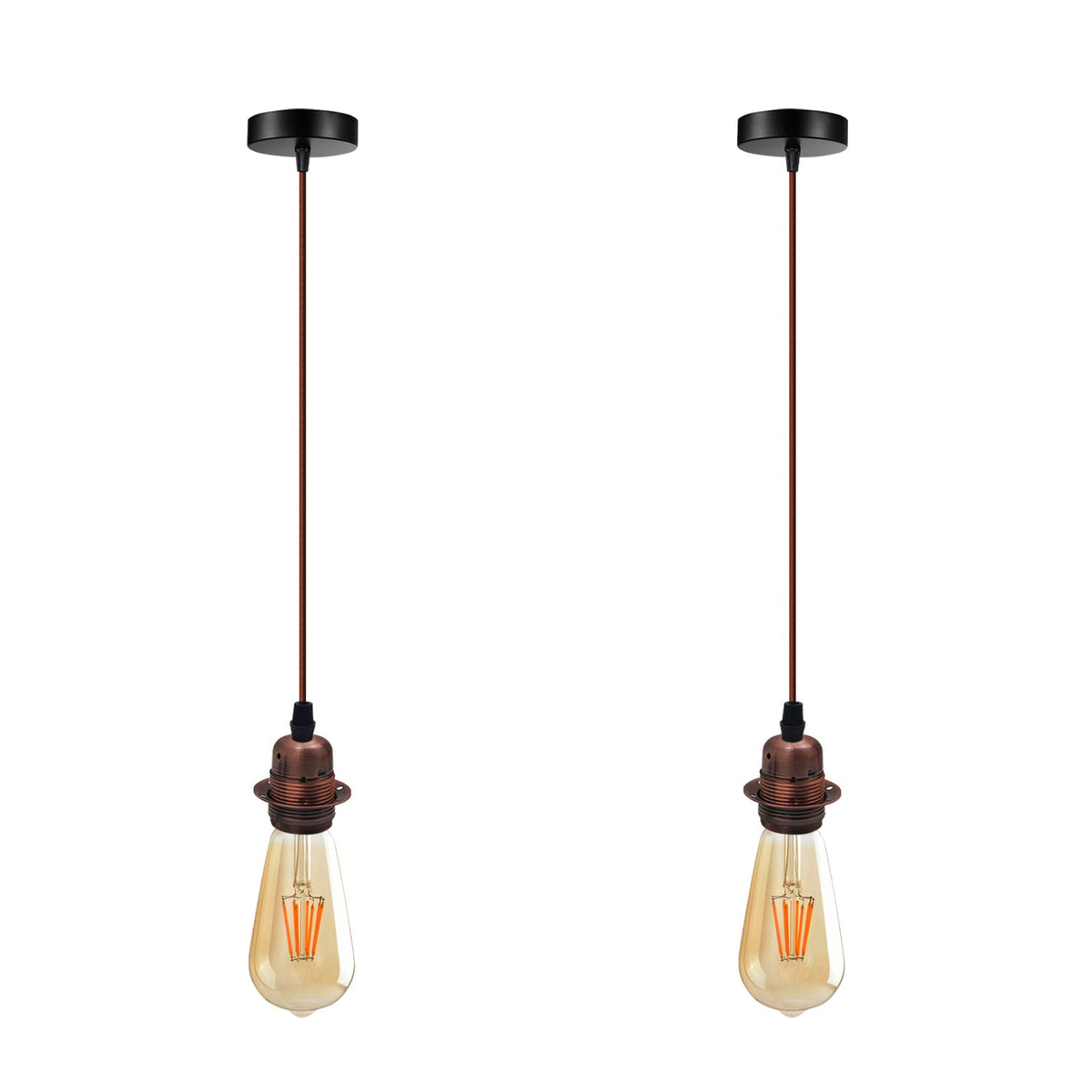 2 Pack Vintage Industrial Pendant Light,lampshade E27 UK Holder Fitting  Set