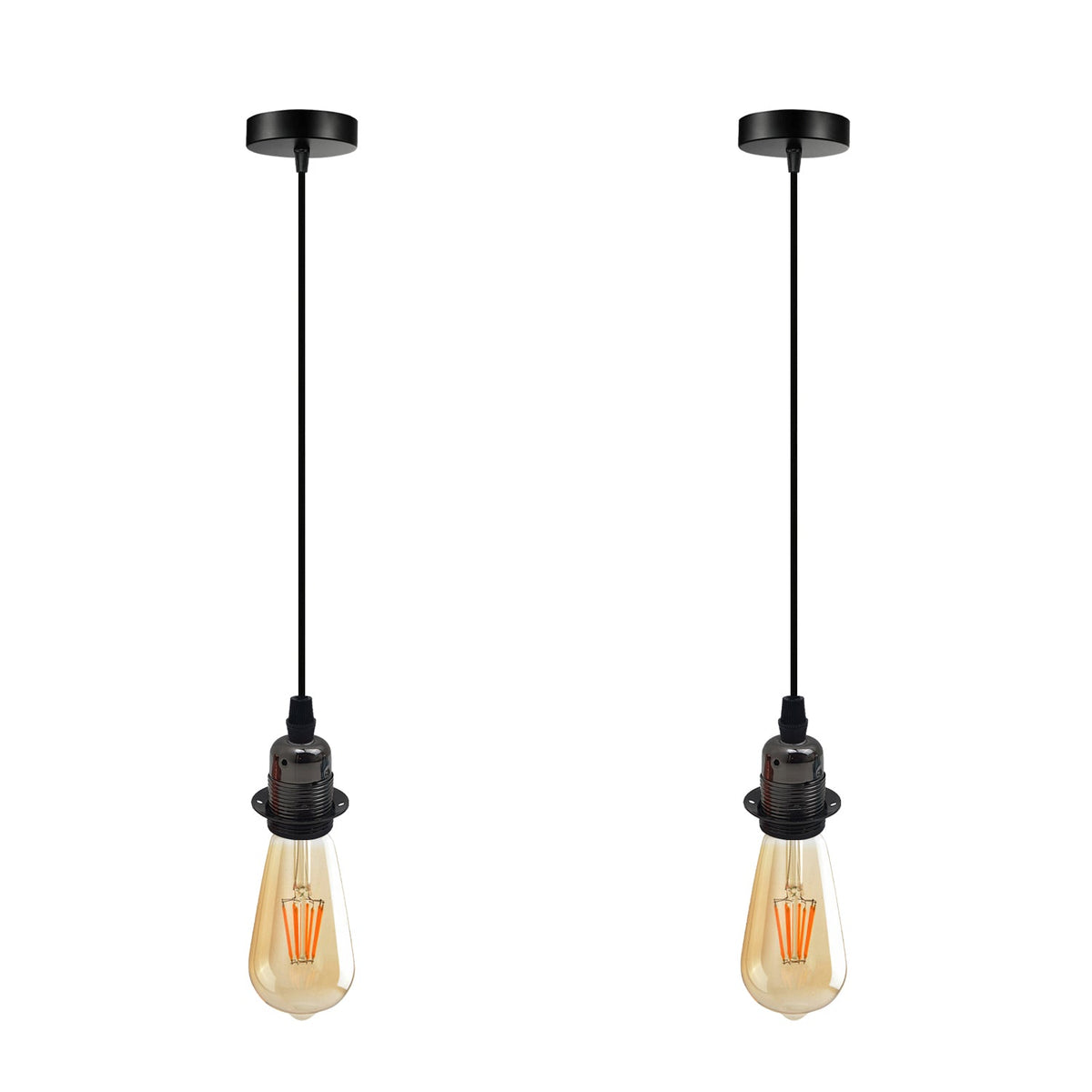 2 Pack Vintage Industrial Pendant Light,lampshade E27 UK Holder Fitting  Set