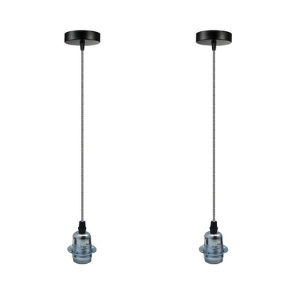 2 Pack Vintage Industrial Pendant Light,lampshade E27 UK Holder Fitting  Set