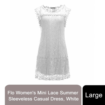 Flo Women's Mini Lace Summer Sleeveless Casual Dress or Midi Casual Dress