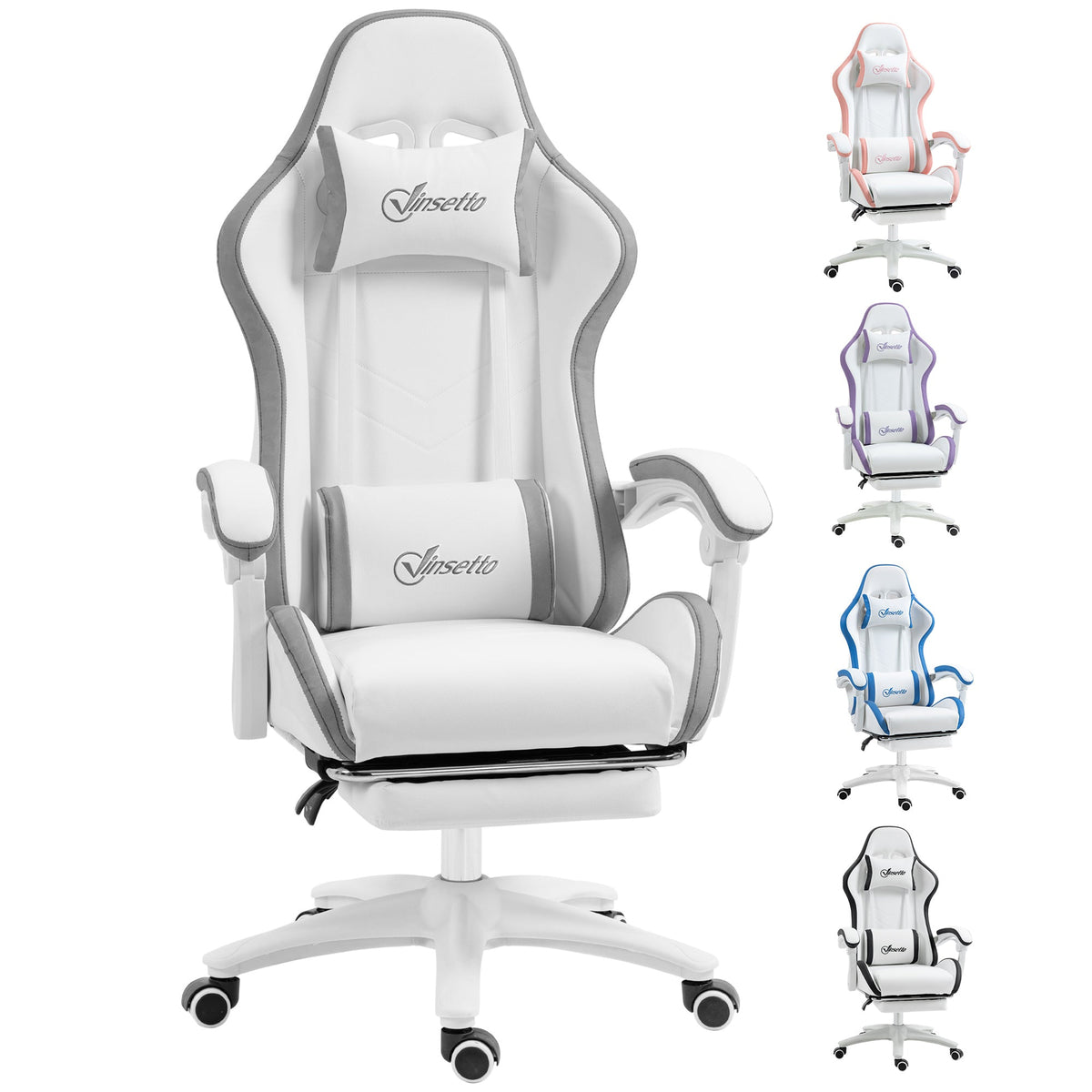 Vinsetto Racing Style Gaming Chair with Reclining Function Footrest, Blue