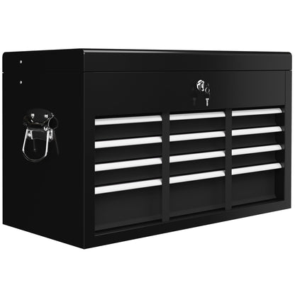HOMCOM Lockable Metal Tool Chest w/ 6 Drawer, Ball Bearing Runners, Black