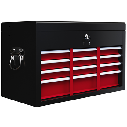 HOMCOM Lockable Metal Tool Chest w/ 6 Drawer, Ball Bearing Runners, Black