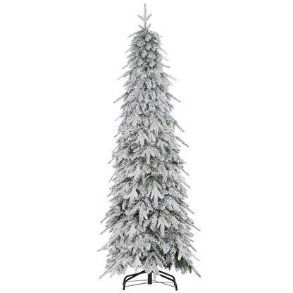HOMCOM 6ft Flocked Pencil Christmas Tree with Auto Open, Steel Base