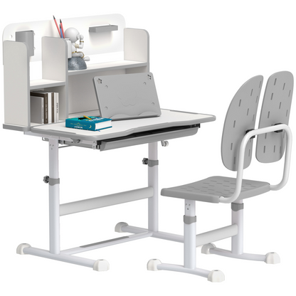 AIYAPLAY Kids Desk and Chair Set w/ Tiltable Desktop Reading Rack
