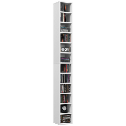 HOMCOM 204 CD Storage Tower Tall Bookcase Bookshelf with 12 Cubes